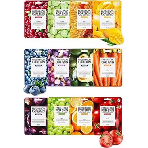 FARMSKIN Organic Face Mask, 12 pcs - Hydrating, Moisturizing, Brightening, Soothing, Cruelty-Free