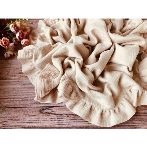 Personalized Baby Ruffle Blanket - Natural