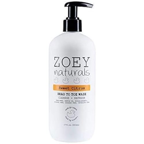 Zoey Naturals Sweet Citrus Baby Wash & Shampoo, Made For Sensitive Skin, Tear-free, Paraben-Free, All Natural, Made in the USA