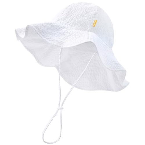 HONGTEYA Baby Sun Hat Toddler Girl Beach Hat Adjustable Outdoor Summer Hat UPF 50+ Sun Protection Wide Brim Infant Kids