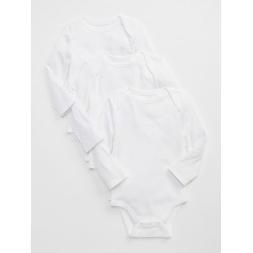 Baby First Favorite Long Sleeve Bodysuit (3-Pack) in white, size: 0-3 M