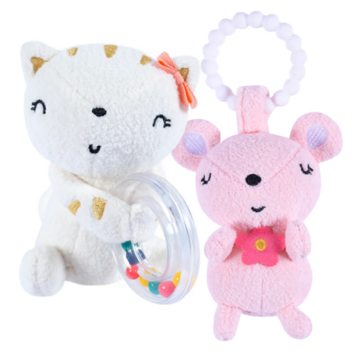 2-Piece Baby Girls Cat & Mouse Rattle and Teether Set – Gerber Childrenswear