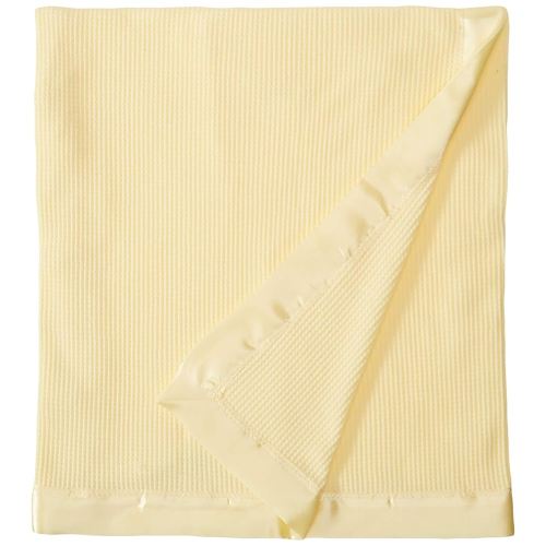Thermal Waffle Weave Baby Blanket with Satin Nylon Trim (Yellow)