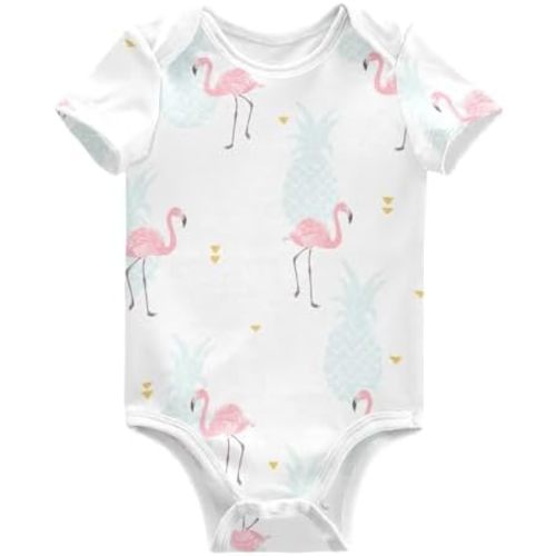 Wusikd Tropical Pineapple Unisex Baby Bodysuit Cotton Hearts Baby Short Sleeve Clothes 3 Months for Boys Girls