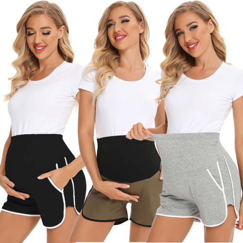 Tejiojio Maternity/Labor/Nursing Clothing Clearance Women Maternity Casual Comfortable Pockets Loose Contrast Color Pregnant Shorts