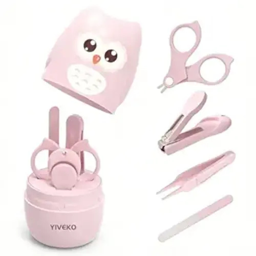 Baby Nail Kit, 4-in-1 Baby Nail Care Set with Cute Case - Owl Pink