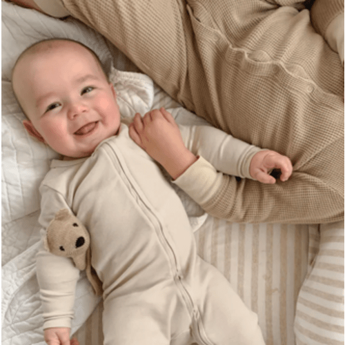 Organic 2-Way Zipper Footie in Stone – L'ovedbaby
