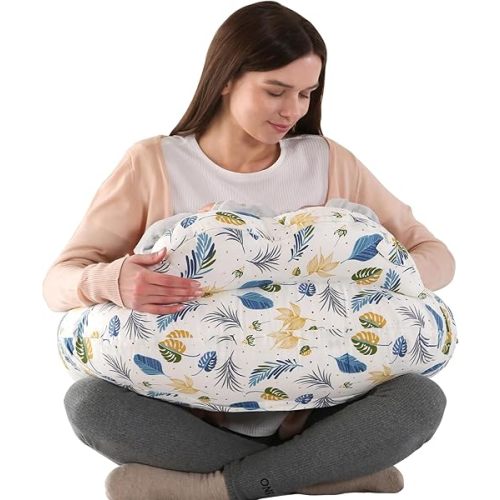 BATTOP Nursing Pillow for Breastfeeding,More Support for Mom and Baby,Feeding Pillow with Removable Cover and Adjustable Waist Strap,Plus Size Breastfeeding Baby Pillow