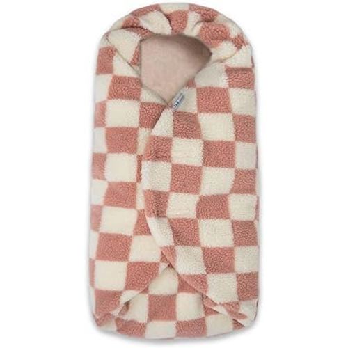 7AM Baby Car Seat Blanket - Multifunctional Car Seat Cover for Toddlers, Winter Stroller & Car Seat Swaddle Blanket, Micro-Fleece & Plush Lined Warm Carseat Cover | (Checkers Rose Dawn, 0-6M)