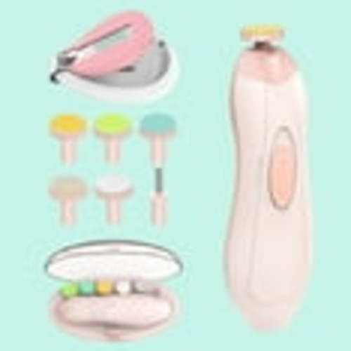 Lupantte Baby Nail Filer and Baby Nail Clippers with Light Set, Electric Infant Nail Trimmer Kit, Safe Baby Grooming Kit, for Newborn Pink