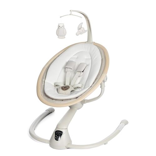 Maxi-Cosi Cassia Baby Swing Classic Oat: Smart Portable Baby Swing with Music, Indoor Baby Swing for Infants, 360 Rotation, Lightweight & Foldable Swing for Baby - Baby Seat