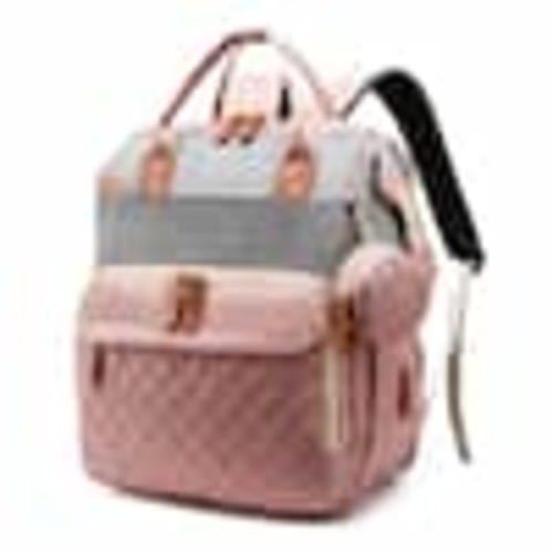 Aoibox 16.5 in. Pink Multifunction Waterproof Large Baby Bag Trendy diaper Backpack with A Changing Station HDSA17IN248