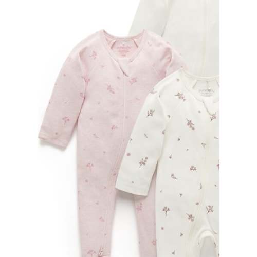 4 Pack Zip Footie Vanilla Blossom Pack - Purebaby | Maisonette