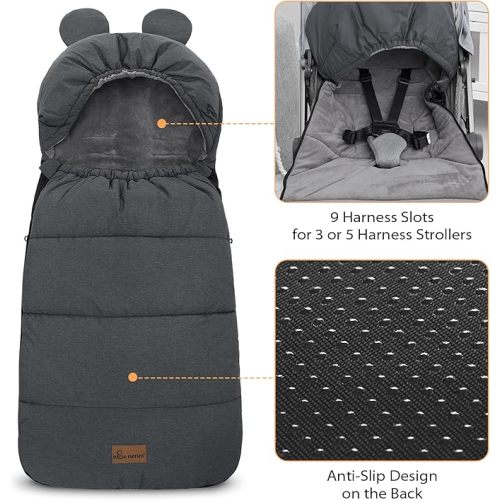Stroller Bunting Bag for Baby, Infant Bunting Bag Winter Baby Sleeping Bag for Stroller Footmuff Waterproof, Warm Bunting Bag Toddler Sleeping Bag, Outdoor Universal Baby Bunting Bag - Gray-Green