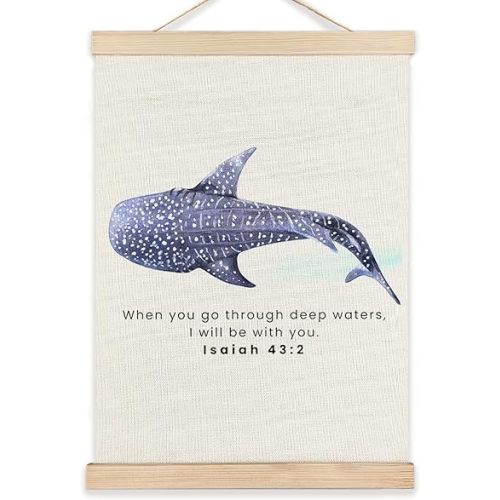 RYYCDOI Whale Shark Wall Decor, Christian Bible Verses Wall Decor for Droom Room Bathroom Nursery, 12x16 Inches