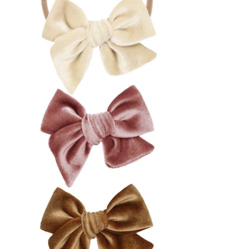 Velvet Bow 3 Pack: Rose Headbands