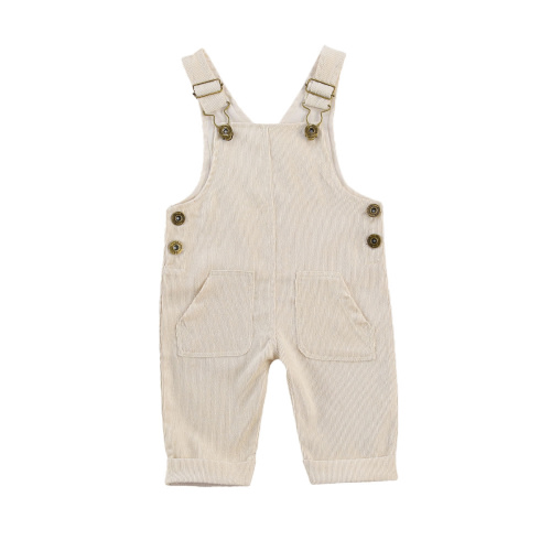 Ma&Baby Newborn Girl Boy Bib Overalls Corduroy One Piece Suspender Pants with Pockets(Beige,12-18 Months)