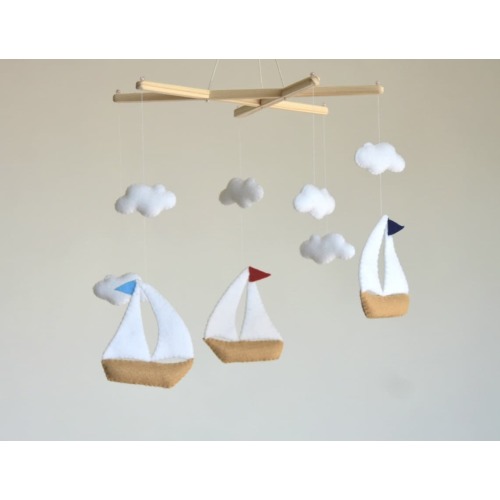Sailing boat Baby Mobile, Ocean Baby Mobile, Ship Mobile, Sea Baby Mobile, Nautical Baby Decoration, Sailboat Mobile, Baby Shower Gift