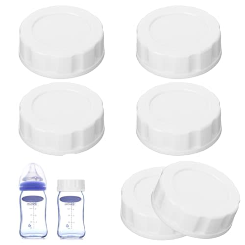 6 PCS Travel Bottle Caps Compatible with Lansinoh Bottles, Bottle Lids Replacement with Sealing Ring Compatible with MAM Wide-Mouth Baby Bottles, Leak-Proof and Non-Slip Caps for Pigeon Bottles