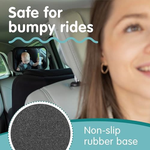 Onco Baby Car Mirror Rear Facing - Double Award-Winning Car Mirror for Baby, 100% Shatterproof Baby Mirror for Car Journeys, Shakeproof Car Seat Mirror for Baby Rear Facing, Universal Car Mirror Baby - Black