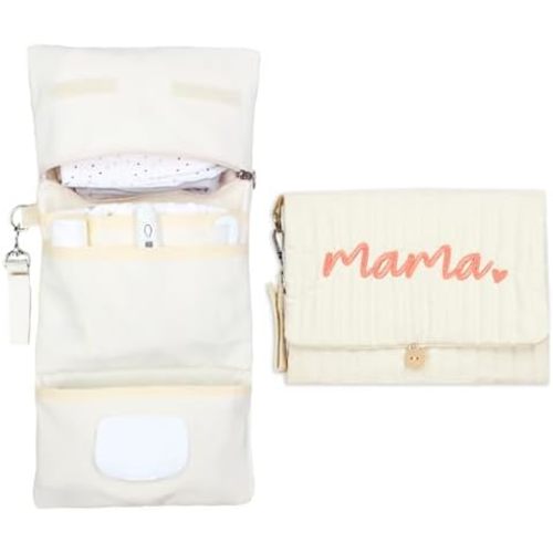 Baby Bag Organizer, Portable Baby Stroller Mini Diaper Bag Handbag Travel Set with, Quilted Baby Bag with Stroller Straps (Mama)