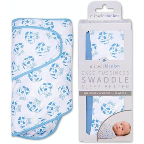 Miracle Blanket Swaddle Wrap - Boy, Girl, or Neutral Receiving Baby Blanket - Soft, Wearable Sleep Sack Essential for Newborns and Infants (Bowtie Dog)