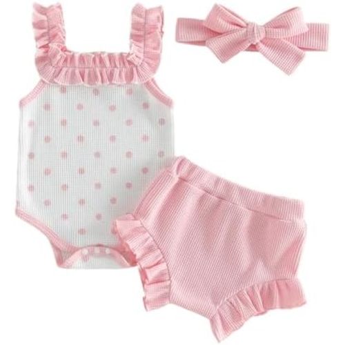 Newborn Baby Girl Clothes Floral Sleeveless Romper Bodysuit + Ruffle Bloomers Shorts Infant Summer Outfits Set