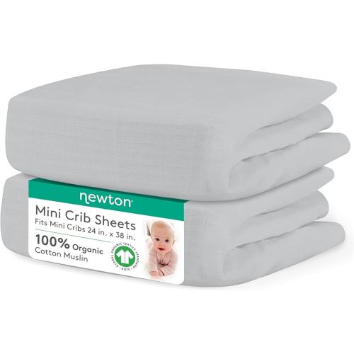 Amazon.com: Newton Baby Mini Crib Fitted Sheets (2-Pack) | Organic Muslin Cotton, Ultra Breathable & Soft Baby Sheets, Washable Baby Mattress Sheets, Fits Any Mini Sized Crib 24" x 38", Twilight Grey : Baby
