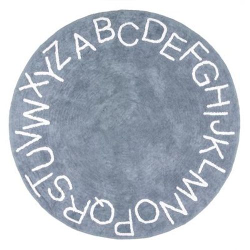 Nuloom Alphabet Pet Friendly Machine Washable Area Rug, Round 4', Blue Grey