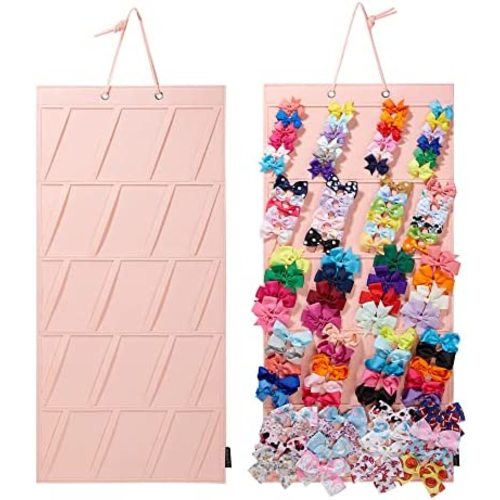 HUHYNN Hair Bow Holder Organizer for Girls Hanging Hair Bow Clips Organizer for Baby Girls Hair Bow Storage Holder( NO Accessories Included) (Pink)