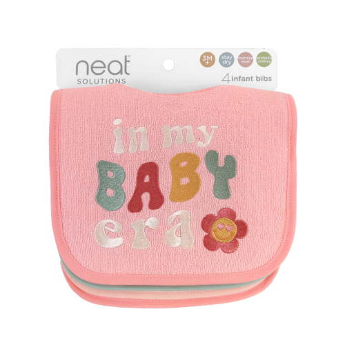 Neat Solutions 4 Pack Girl "In My Baby Era" Saying Infant Bibs