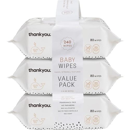 Thankyou Fragrance Free Thick and Soft Baby Wipe Value Pack (Pack of 3)