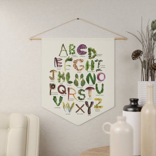 Colorful Vegetable Alphabet Wall Hanging - Healthy Eating decor for Kitchen, Nursery or Classroom