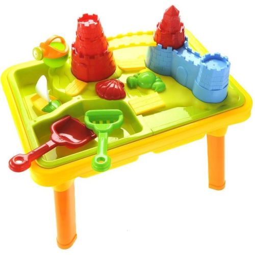 Juztoys 23" Sandbox Castle 2-in-1 Sand And Water Table Beach Play Set For Kids