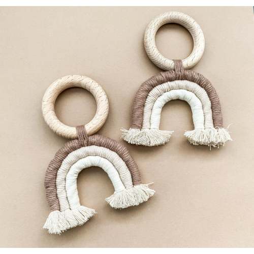 Woven Rainbow Wood Teether