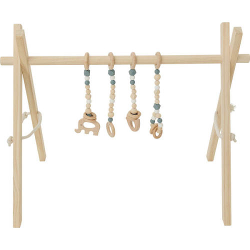 Natural Wood Gym with Gray Toys - Poppyseed Play Activity Gyms & Playmats | Maisonette