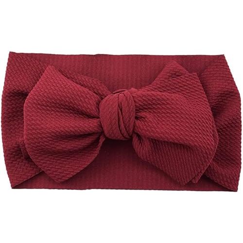Baby Girl's 8'' Soft Big Bow knot Nylon Headband Toddler Hairband for Photography Travel Party Festivals (Burgundy)