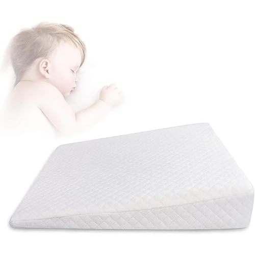 Sleep Pillow for Boys and Girls,Breathable Memory Foam Head Wedge Cushion Prevents Spit Pillow(Square05-white)