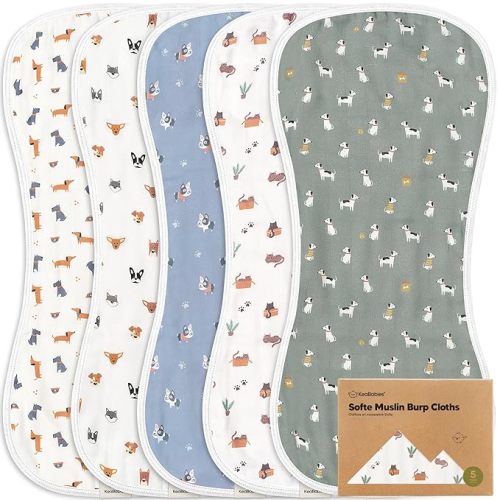 5-Pack Muslin Burp Cloths (Pets & Paws)