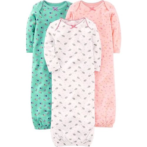 Simple Joys by Carter's Baby Girls' 3-Pack Cotton Sleeper Gown