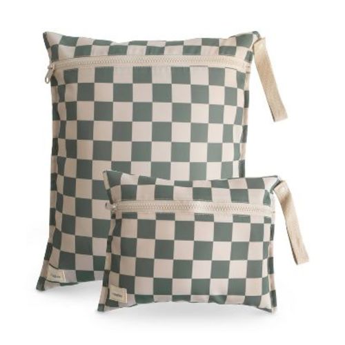 Mushie 2pk Water Resistant Wet Bag Baby Bath Safety and Accessories - Olive