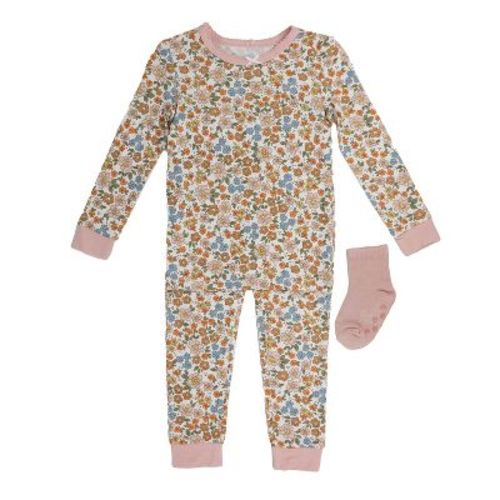 Milkberry Soft Bamboo Pajamas Toddler Pajama Set Girls in Pink Large Flower Pattern - Size 4T