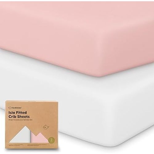 2-Pack Crib Sheets for Boys, Girls - Viscose Derived from Bamboo Fitted Crib Sheet, Baby Crib Sheets Neutral, Crib Mattress Sheet, Toddler Bed Sheets, Baby Sheets for Crib Fitted Sheets (Rose)