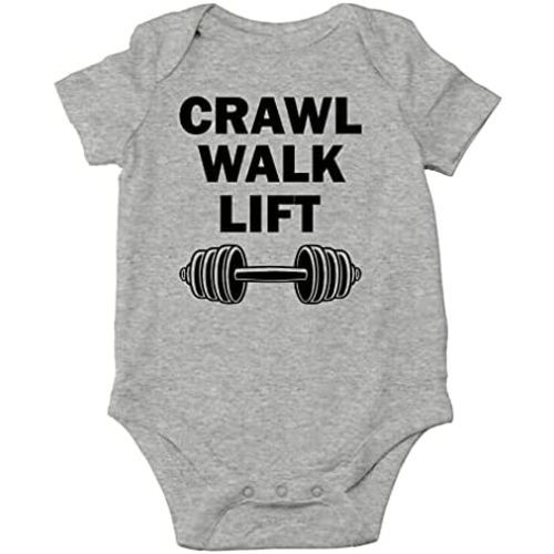 AW Fashions Crawl Walk Lift Baby Bodysuit Funny Cute Adorable Newborn Romper Clothing Boys Girls Outfit