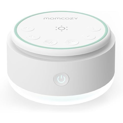 Momcozy White Sound Machine for Baby Kids - Portable Sound Machine with Night Light, 20 Soothing Sounds for Sleeping, Personalized Timer and Memory Function（Cold Light）