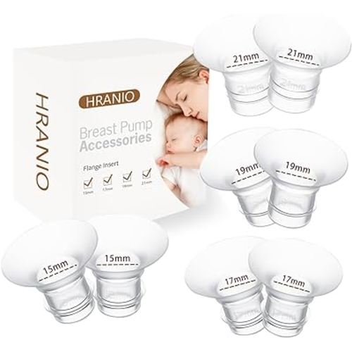 Flange Insert 15/17/19/21mm 8pcs, Flange Sizing Kit Compatible with Spectra Flange, Spectra Pump Part, Momcozy Wearable Breast Pump, Manual Breast Pump, Spectra Breast Pump, Medela Pump Parts and More