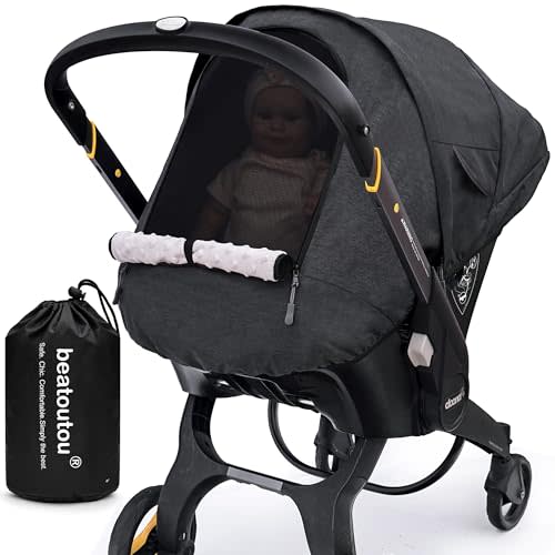 Waterproof Baby Car Seat Cover Compatible with Doona Car Seat and Stroller,Patented Windproof Car Seat Canopy for Boys & Girls, Keeps Babies Warm and Coz(Black)