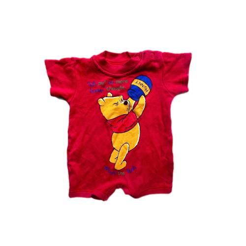 Vintage Disney Pooh Playsuit 0-3 months baby 1990s bright red boy girl Winnie the Pooh Bear