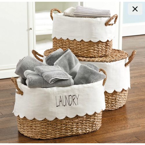 BW Wicker Stacking Storage Baskets