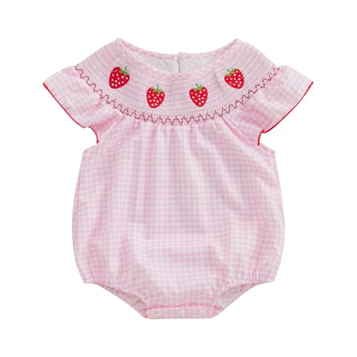 Kayotuas Newborn Baby Girls Halloween Outfit Smocked Bubble Romper Embroidery Pumpkin Ghost Bodysuit Toddler Fall Clothes